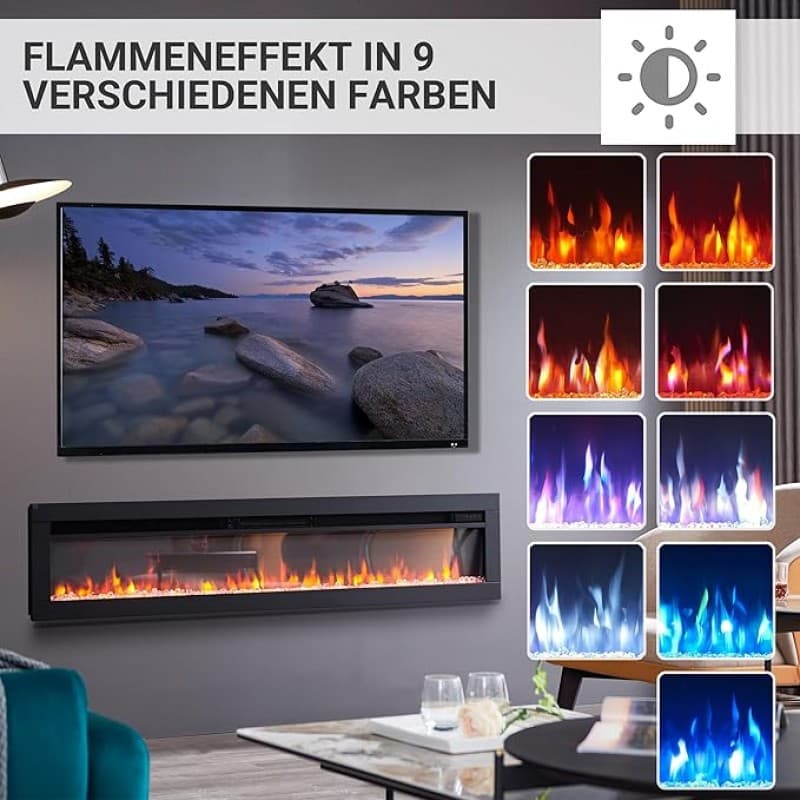 Flammenkamin Standkamin Elektrokamin Heizung mit 3D-Flammeneffekt Elektroheizung 1800 W 127 cm Kamin – 4