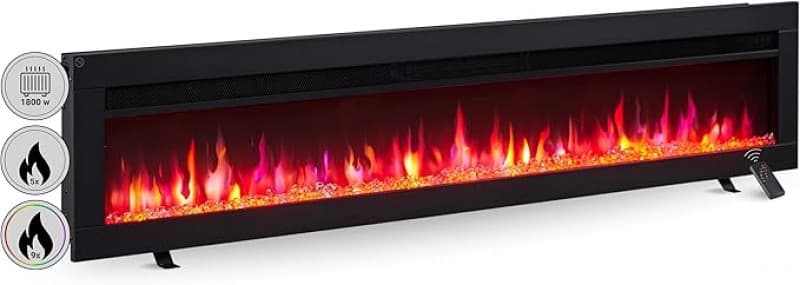 Flammenkamin Standkamin Elektrokamin Heizung mit 3D-Flammeneffekt Elektroheizung 1800 W 127 cm Kamin