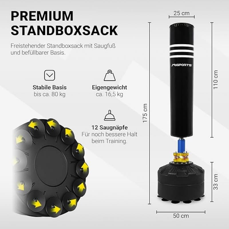 Premium-Boxsack Kickboxen freistehender Boxsack für Erwachsene mit Saugnapf – MMA-Boxtrainer-Kickbox – 3