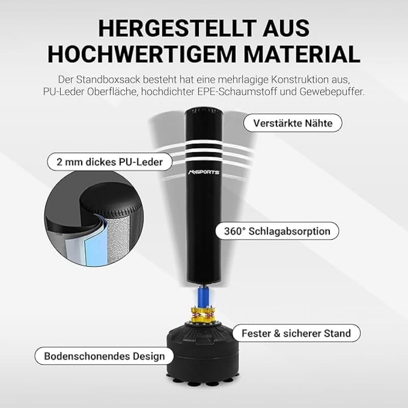 Premium-Boxsack Kickboxen freistehender Boxsack für Erwachsene mit Saugnapf – MMA-Boxtrainer-Kickbox – 2