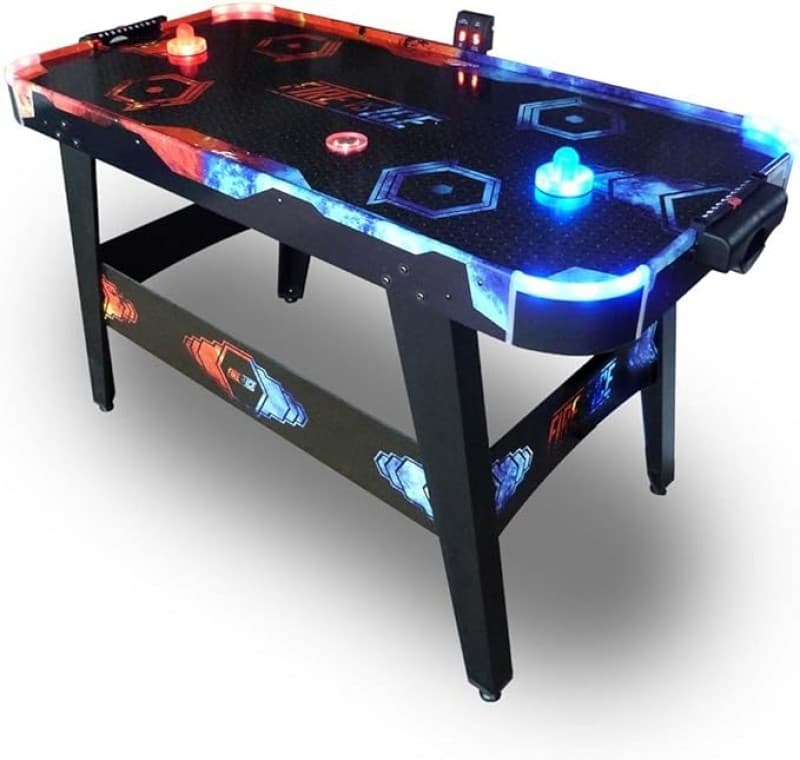 Airhockey Tisch Air Hockey Spieltisch mit LED Lichteffekten mit belüftetem Spielfeld beleuchteten Pu