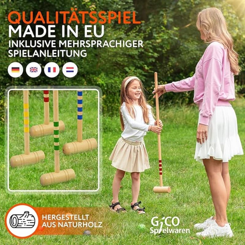 Krocketspiel für 4 Spieler in Tragetasche Outdoor-/Garten-Campingspaß für die ganze Familie Qualität – 2
