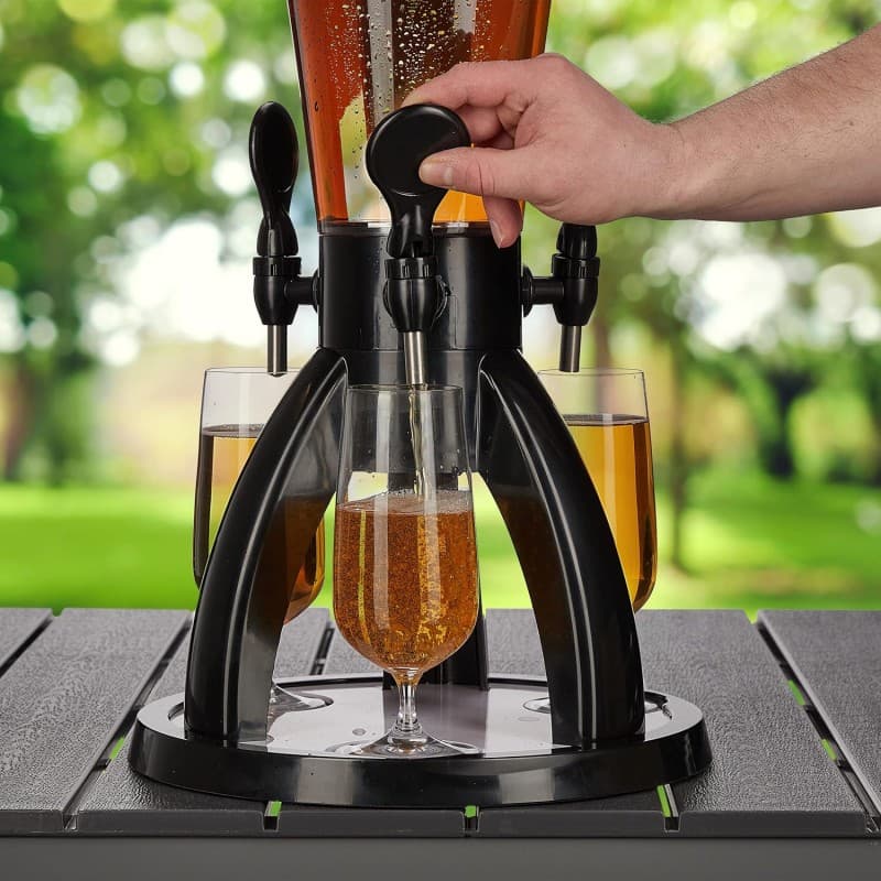 Biersäule mit 3 Zapfhähnen 4 Liter Getränkespender mit Kühlung Bierturm Garten Zapfsäule transparent – 3