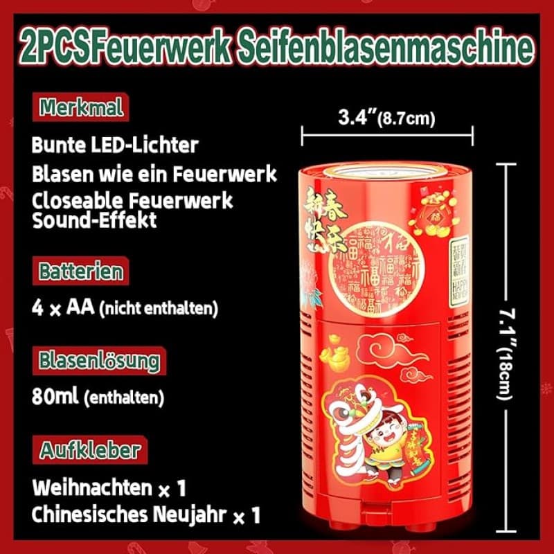 Kinderfeuerwerk 2 x Seifenblasenmaschine mit Beleuchtung + Sound – 3