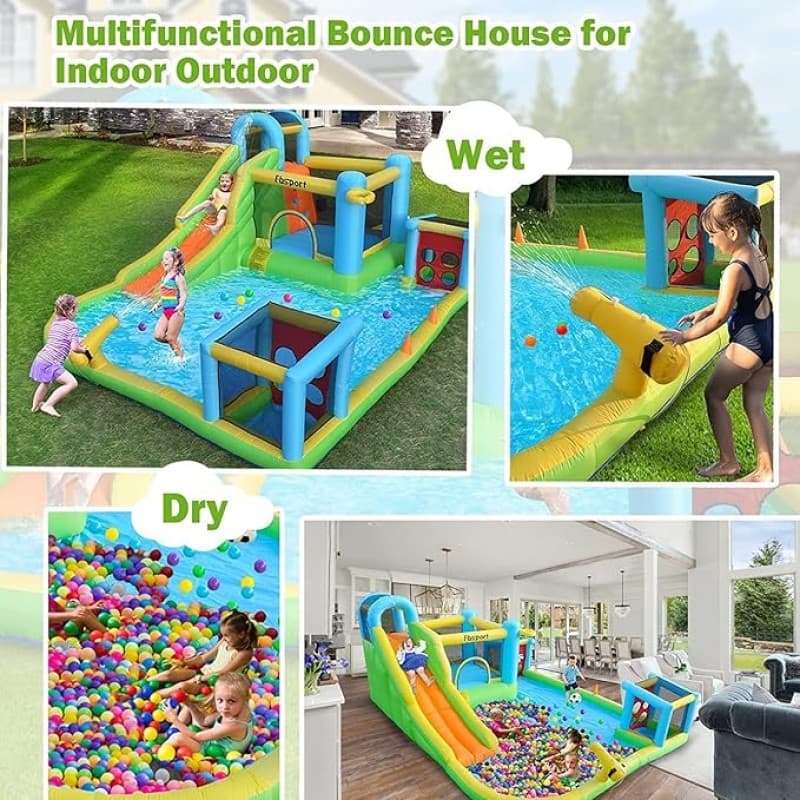 Hüpfburg mit Rutsche Outdoor mit Gebläse 480 x 370 x 210 cm Hüpfburgen Kinder aufblasbar draußen XXL – 3