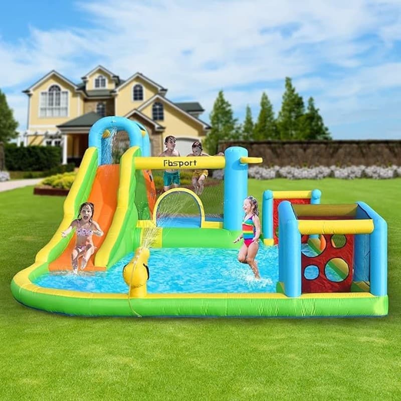 Hüpfburg mit Rutsche Outdoor mit Gebläse 480 x 370 x 210 cm Hüpfburgen Kinder aufblasbar draußen XXL – 4