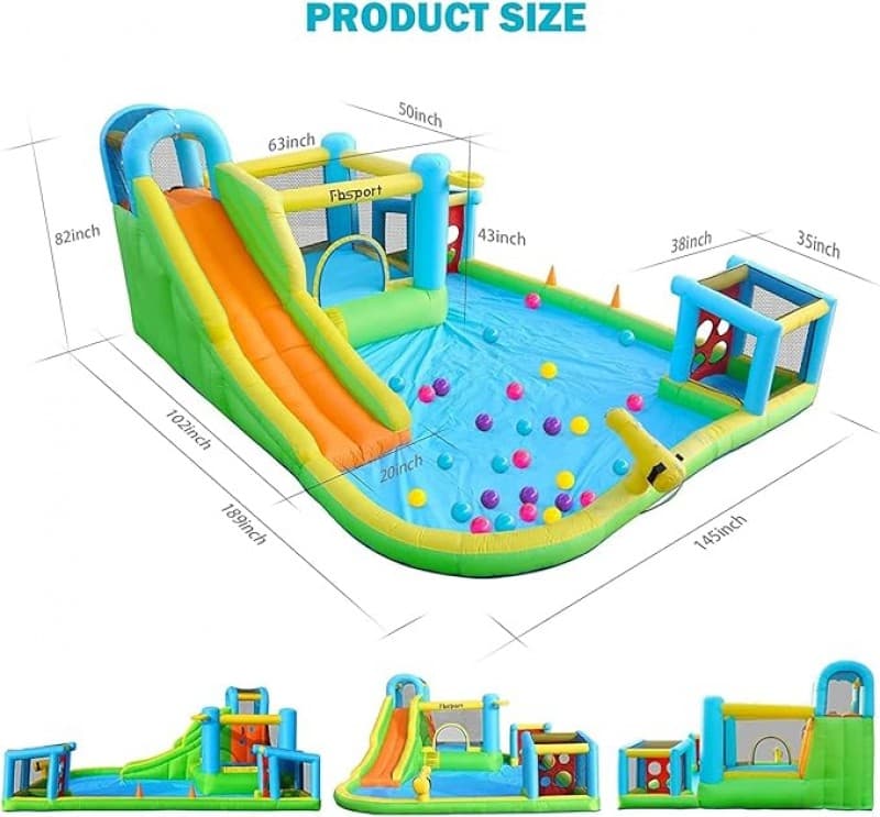 Hüpfburg mit Rutsche Outdoor mit Gebläse 480 x 370 x 210 cm Hüpfburgen Kinder aufblasbar draußen XXL – 5