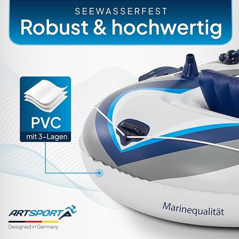 Paddelboot Schlauchboot Boot 322 x 163 cm für 4 Personen – Paddelboot aufblasbar mit 2 Bänken – Rude – 2