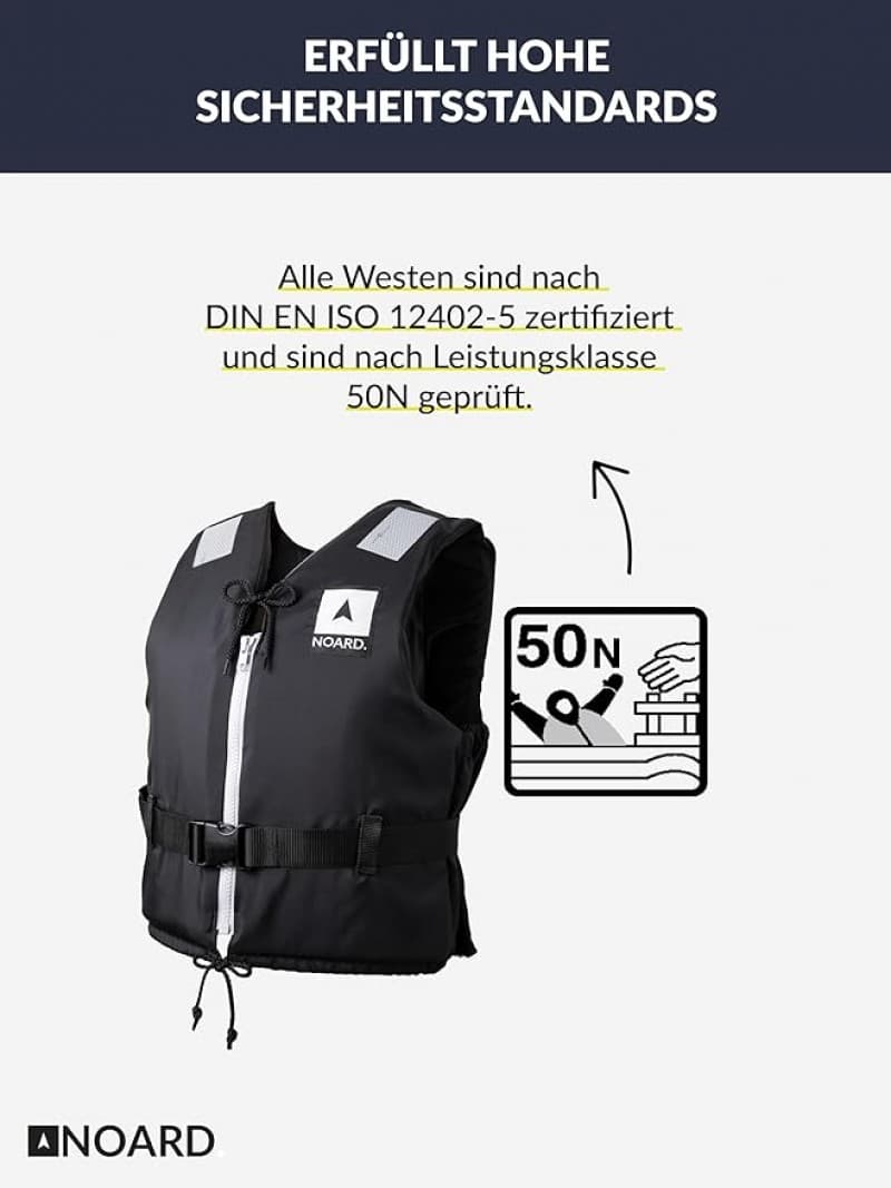 Rettungsweste Schwimmweste Erwachsene + Kinder Black Edition Rettungsweste für Personen 25 – 120 kg – 2