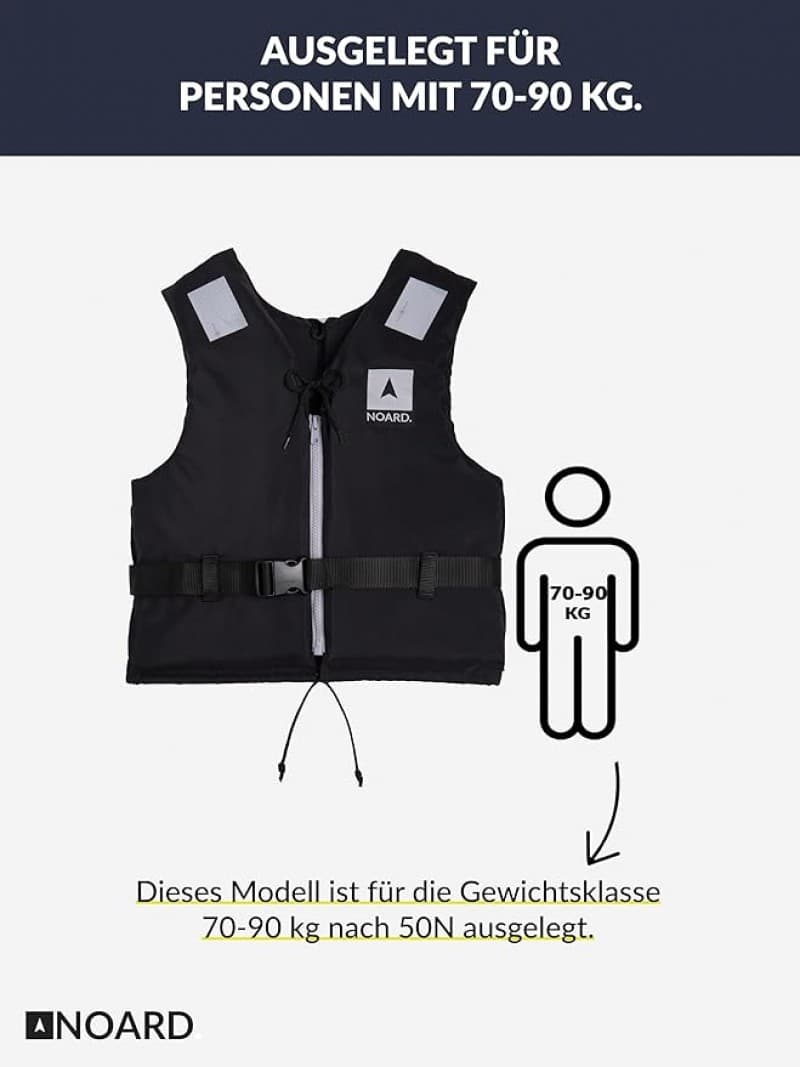 Rettungsweste Schwimmweste Erwachsene + Kinder Black Edition Rettungsweste für Personen 25 – 120 kg – 3