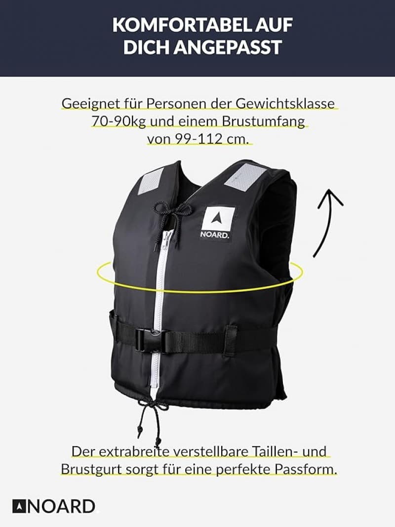 Rettungsweste Schwimmweste Erwachsene + Kinder Black Edition Rettungsweste für Personen 25 – 120 kg – 5