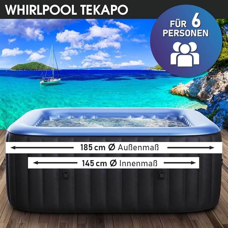 Whirlpool Spa aufblasbar für 6 Personen 185 x 185 cm In-Outdoor Pool 132 Massagedüsen Timer Heizung – 2