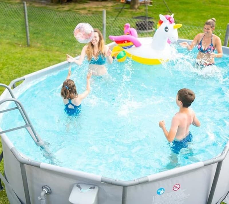Gartenpool Swimmingpool Aufstellpool Set 488 x 305 cm mit Filterpumpe Bodenvlies Abdeckplane und Ein – 3