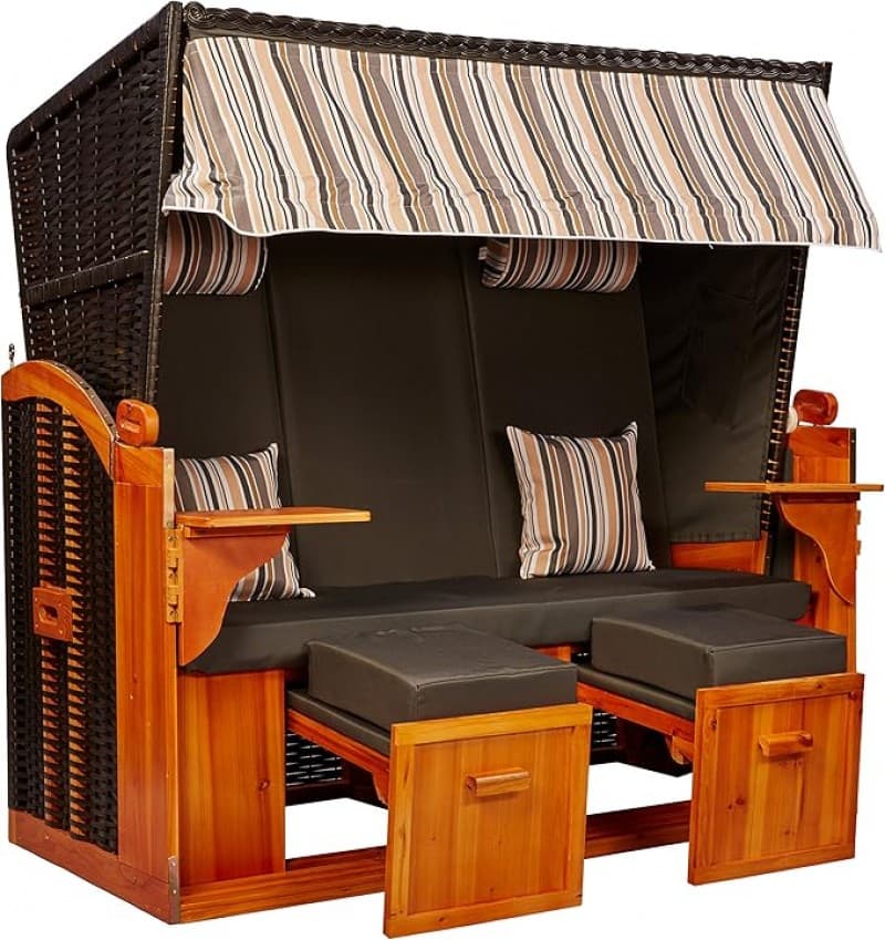 Strandkorb XXL Strandschönheit Ostsee XXL 2,5-Sitzer anthrazit olive Perfekt für Strand Camping Gart – 2