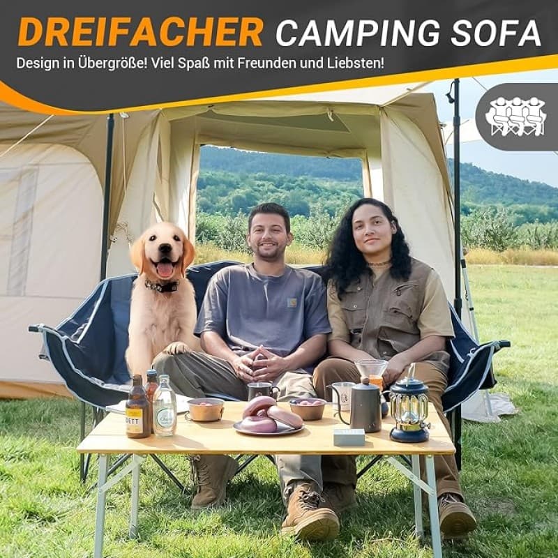 Campingstuhl 3er faltbar Camping Stuhl XXL für Erwachsene mit Becherhalter und Armlehne Übergröße kl – 3