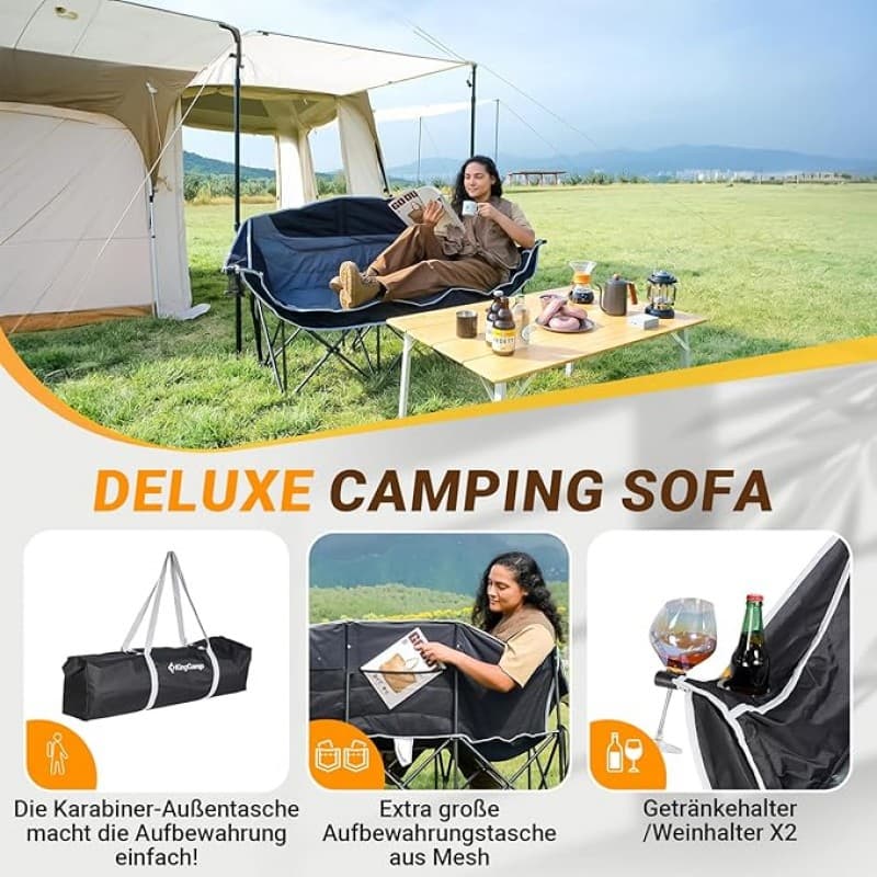 Campingstuhl 3er faltbar Camping Stuhl XXL für Erwachsene mit Becherhalter und Armlehne Übergröße kl – 5