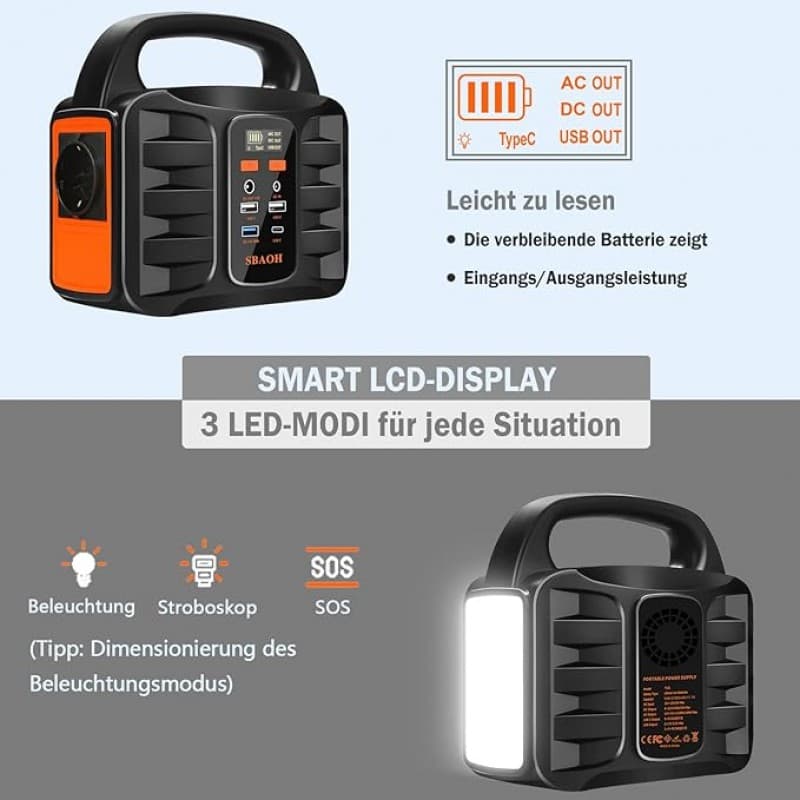 Handyladegerät tragbare Powerstation Solargenerator Ladegerät Stromgenerator Stromquelle 99Wh SBAOH – 3