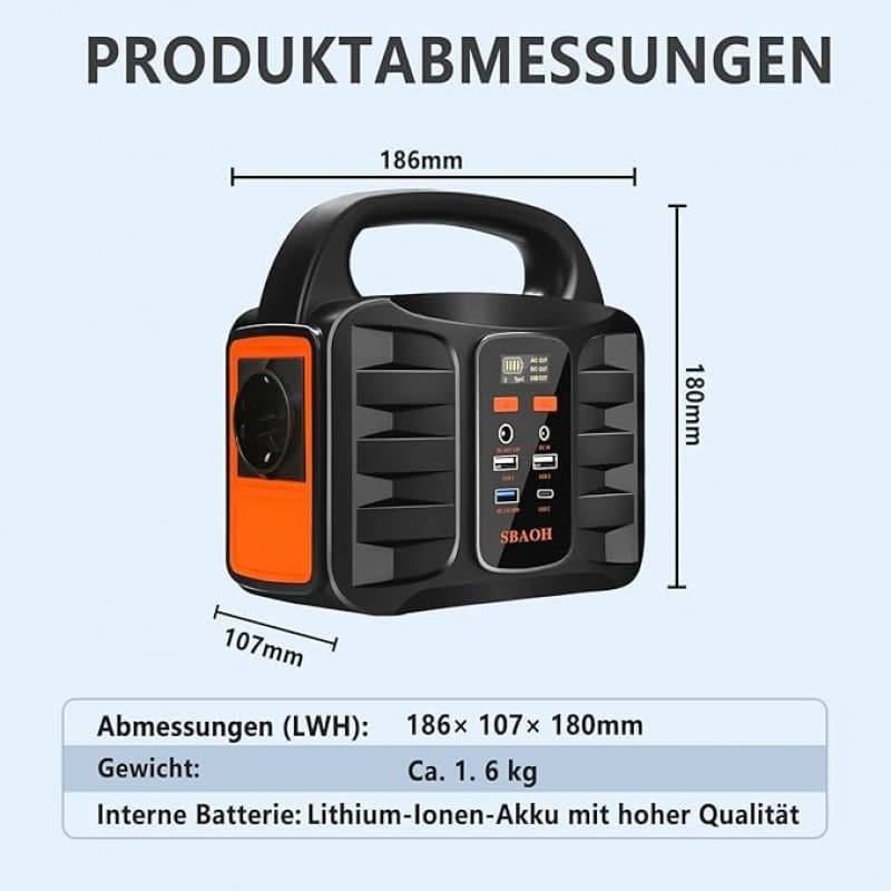 Handyladegerät 200 W tragbare Powerstation Solargenerator Ladegerät Stromgenerator Stromquelle 194Wh – 5