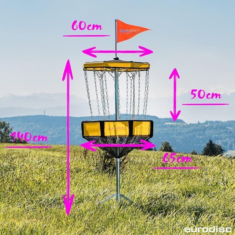 Discgolf Korb CHAINWALKER GELB Disc Golf Target Frisbee Höhe: 140 cm tragbar mobil zum zusammenfalte – 3