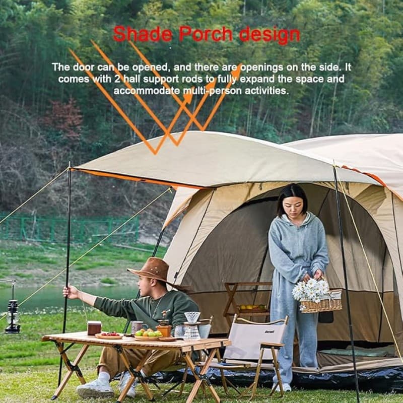 Campingzelt Heimzelt großes Zelte für Camping Glamping Wandern Partys Mehrfamilienzelt Netzfenster w – 3