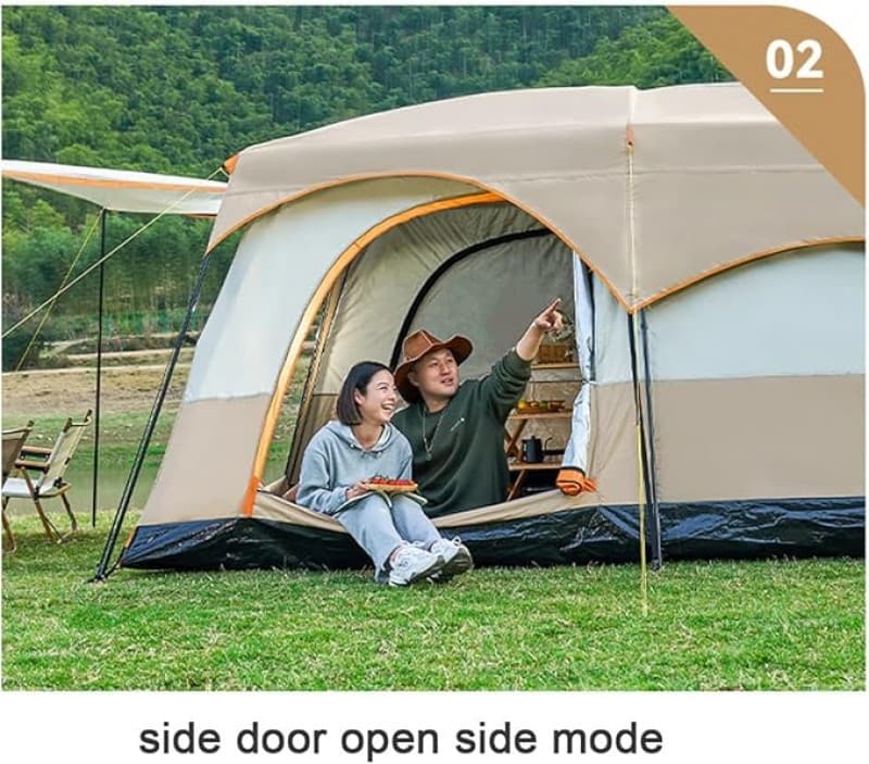 Campingzelt Heimzelt großes Zelte für Camping Glamping Wandern Partys Mehrfamilienzelt Netzfenster w – 4