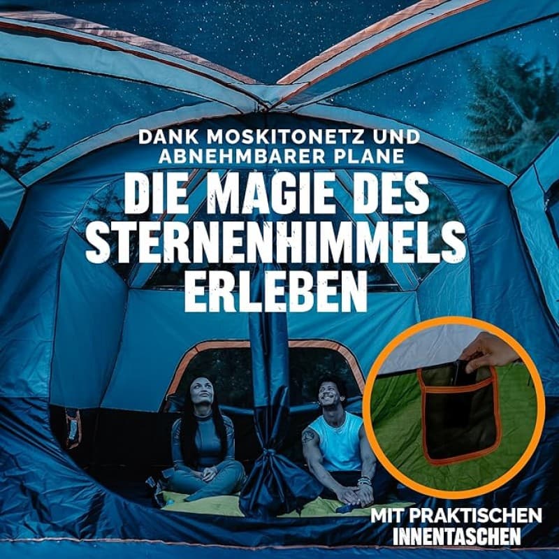Familienzelt Hauszelt für 4 – 6 Personen mit Vorzelt Großzelt wasserdicht mit Stehhöhe Campingzelt Z – 4