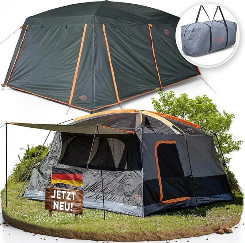 Familienzelt Hauszelt für 4 – 6 Personen mit Vorzelt Großzelt wasserdicht mit Stehhöhe Campingzelt Z – 2