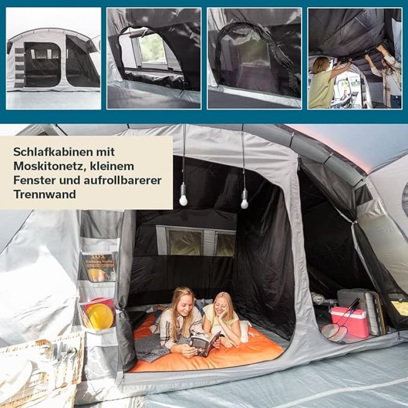 Tunnelzelt Familienzelt Hauszelt 28 qm für 12 Personen Großzelt mit 2 Schlafkabinen mit eingenähtem – 5