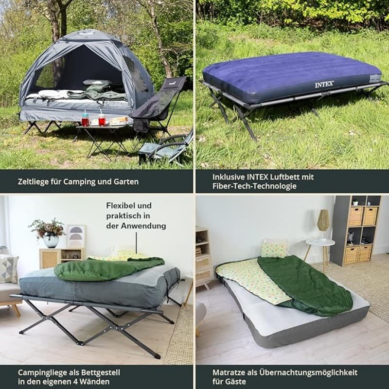 Feldbett Zeltbett für 2 Personen Zeltliege erhöhtes Campingbett aufblasbare Luftmatratze wasserdicht – 4