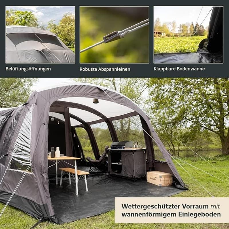 Aufblasbares Zelt Luftzelt für 6 Personen Sleeper Technologie 4000 mm Wassersäule 220 cm Stehhöhe Üb – 4