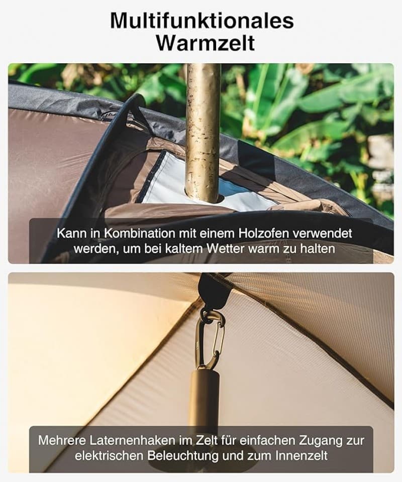 Kuppelzelt 4 Personen Campingzelt Familiencamping Familienzelt Winterzelt wasserdicht 3000 mm 4 Jahr – 3