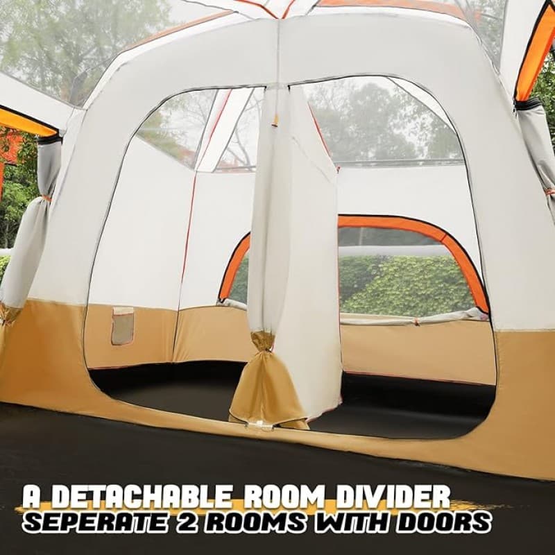 Riesenzelt Campingzelt für 5–8 Personen extragroß tragbar wasserdicht winddicht 1 Wohnzimmer 2 Schl – 5