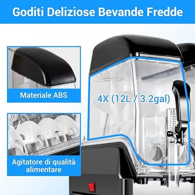 4er Slusheis Maschine 48 L kommerzieller Slush-Eisbereiter Slusheis Slushy-Maker 4 x 12 l – 5
