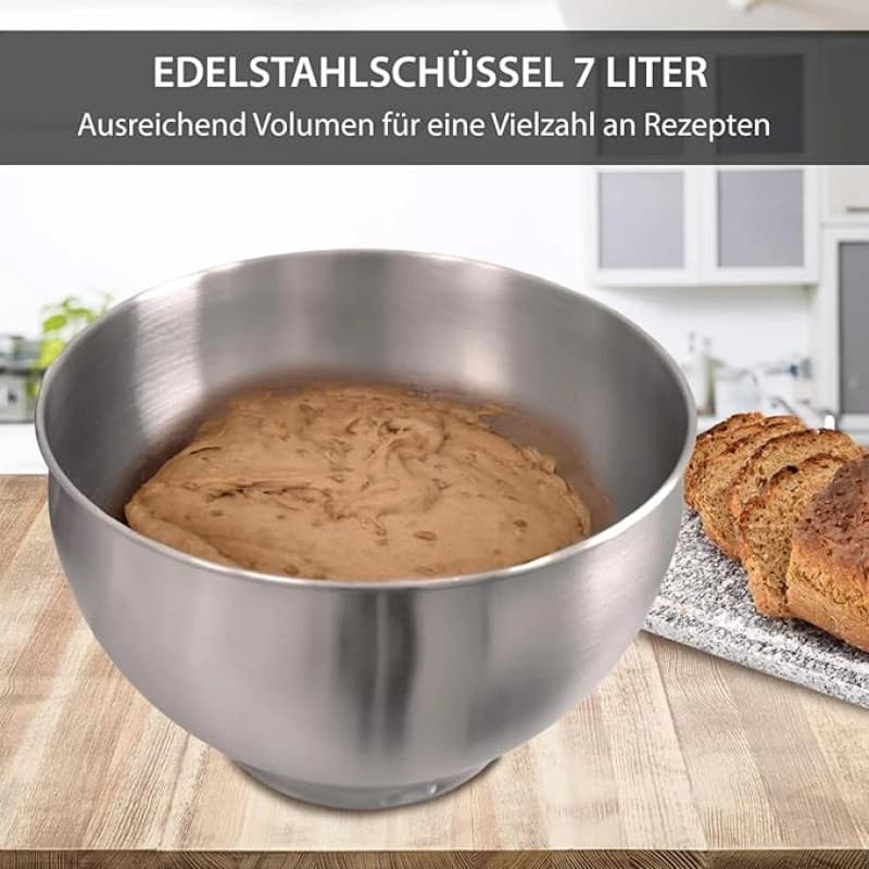 Küchenmaschine Küchenmixer Küchengerät Fleischwolf aus Edelstahl 7 Liter Zubehör für Teig und Cremes – 4