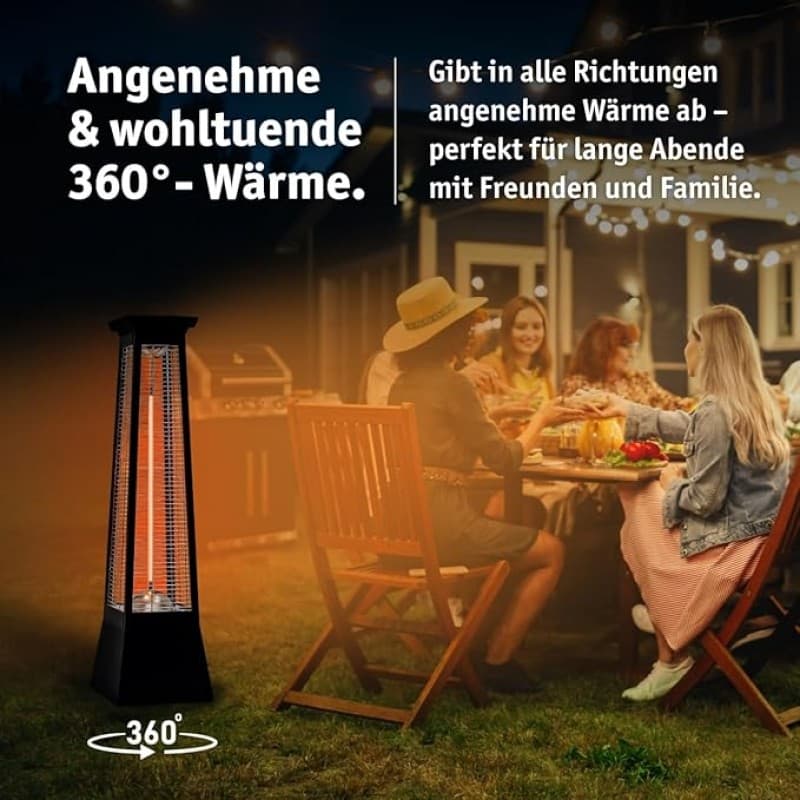 Heizstrahler Infrarot Terrassenheizung innen + außen optischer Blickfang 2000 W – Flammenoptik Strom – 3