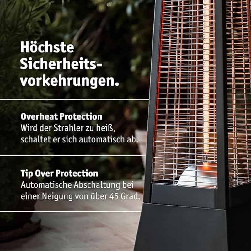 Heizstrahler Infrarot Terrassenheizung innen + außen optischer Blickfang 2000 W – Flammenoptik Strom – 4