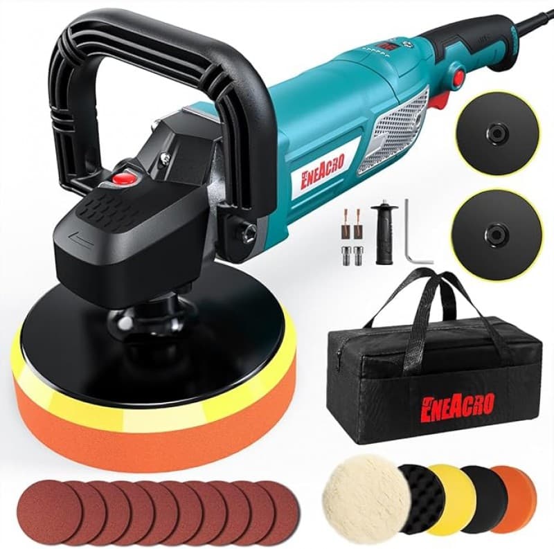 Poliermaschine 1800 W Polierer Variable Geschwindigkeit mit LCD-Display D-Griff und Seitengriff 150/