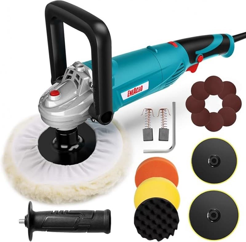 Poliermaschine 1200 W Polierer 6 variable Geschwindigkeiten 1000-3500 U/min mit 150/180 mm Polierpad