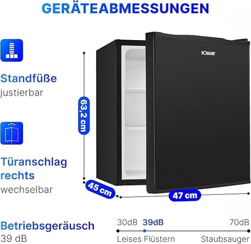 Mini-Kühlschrank 58 L 450x450x632 230 V kleiner Getränkekühlschrank Campingkühlschrank Glasablag – 5