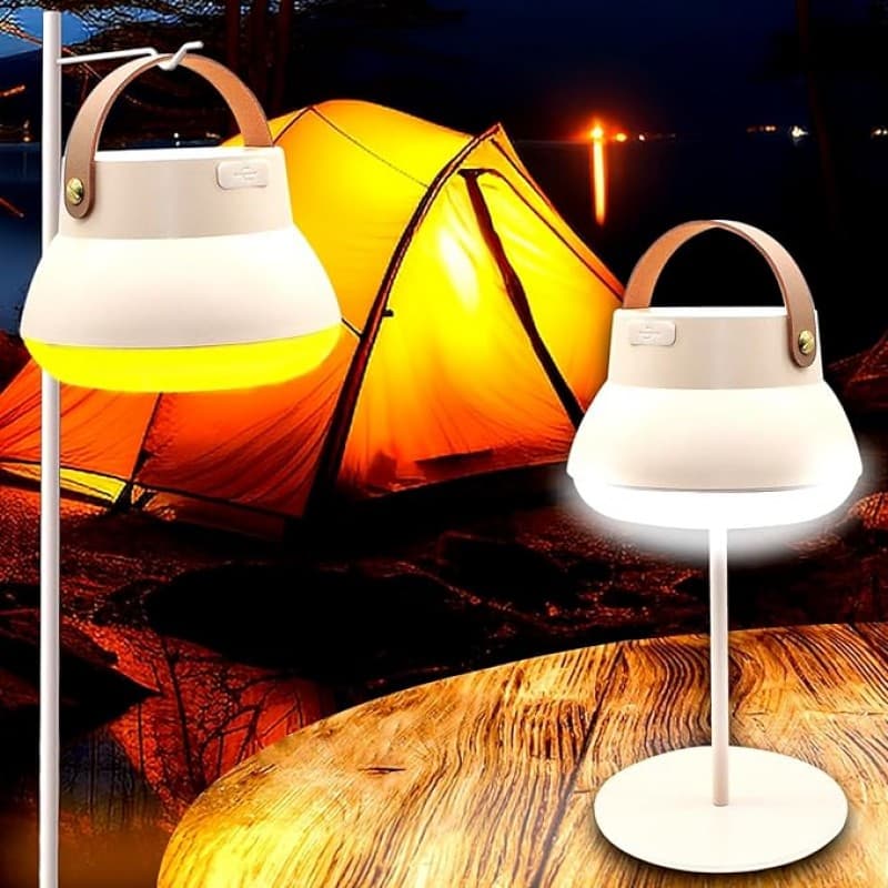 LED Campinglampe Tischlampe Hängelampe 1000 Lumen 3 Farben 4000 mAh stufenlos dimmbar abnehmbar höhe