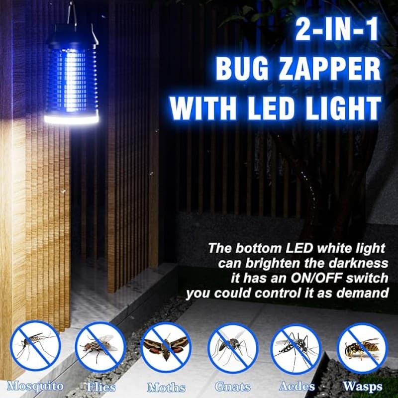Elektrischer Insektenvernichter Fliegenfalle Mückenlampe mit LED-Licht wasserdicht elektrischer Mück – 2