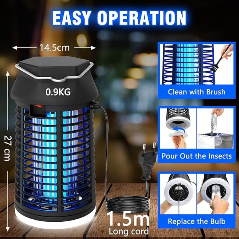 Elektrischer Insektenvernichter Fliegenfalle Mückenlampe mit LED-Licht wasserdicht elektrischer Mück – 5