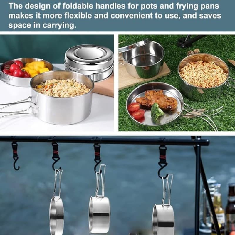 Kochgeschirr Camping Kochtopf Kochset 4er Set Edelstahl Outdoortopf Camping Outdoortopfset für Wande – 2