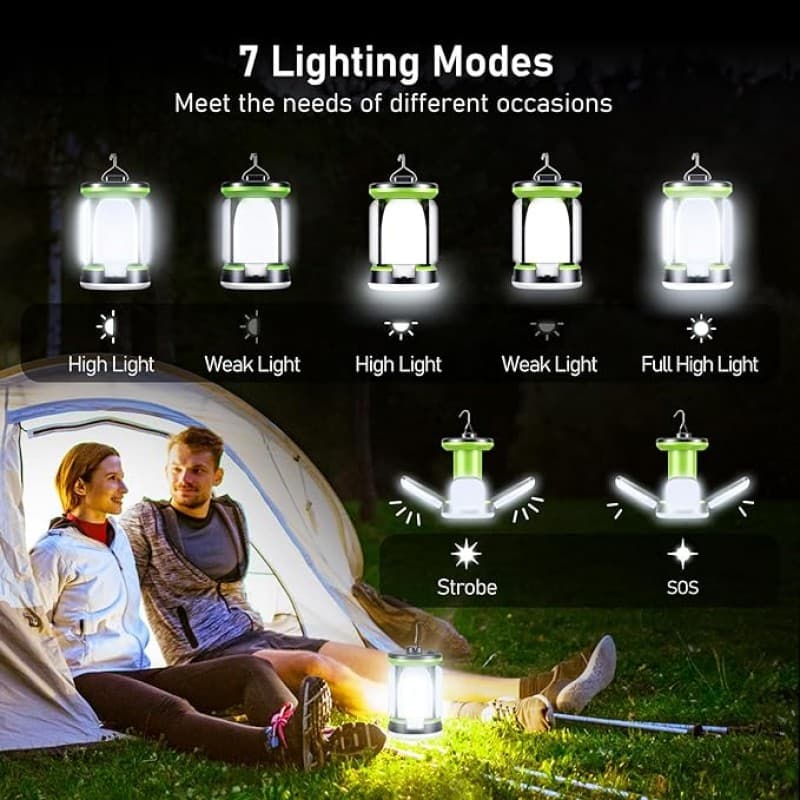 Nachtlampe LED Campinglampe Campinglaterne – 7 Leuchtmodi 60 LEDs superhell per USB wiederaufladbar – 4