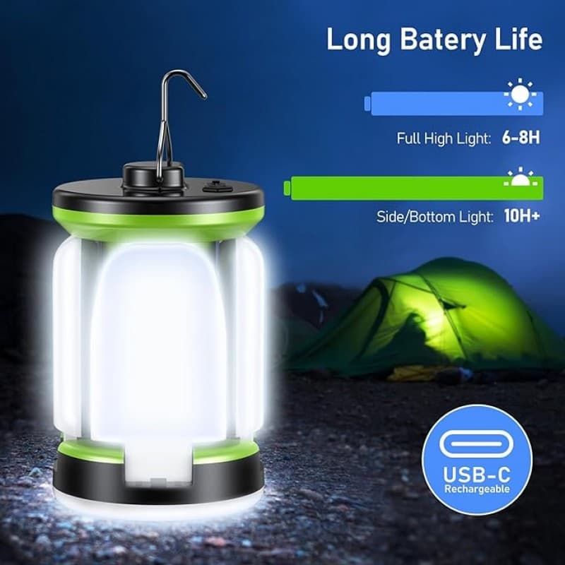 Nachtlampe LED Campinglampe Campinglaterne – 7 Leuchtmodi 60 LEDs superhell per USB wiederaufladbar – 5