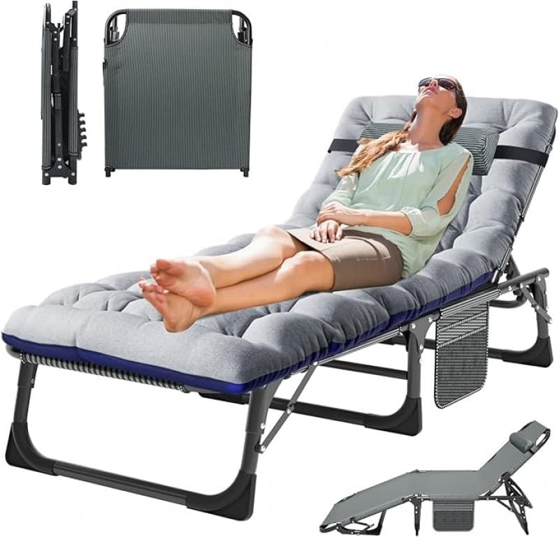 Zeltbett Sonnenliege Zeltliege 200kg belastbar Balkon/Garten klappbar mit Auflage Seitentasche Kopfs – 3