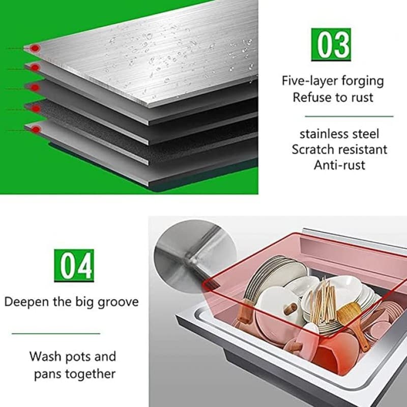 Outdoorspüle Edelstahl Camping Spüle Küchenspüle inkl. Armaturen 1 Becken mobile Spüle Gartenspüle S – 4