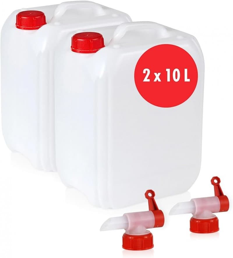 Wasserkanister 10 Liter weiß – BPA-frei & lebensmittelecht – ideales Campingzubehör für Flüssigkeite – 2