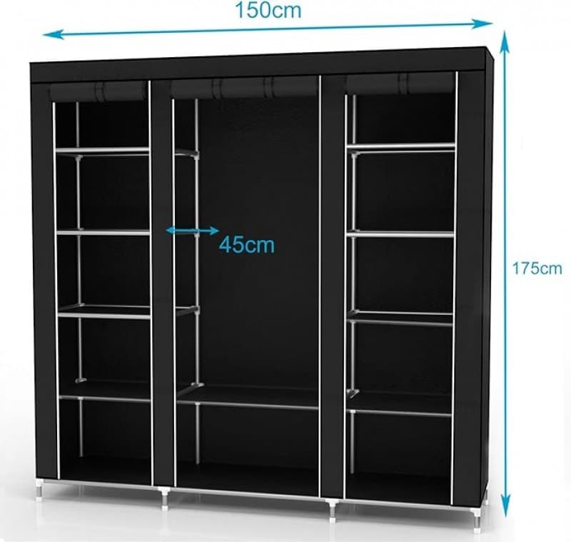 Campingschrank faltbar Kleiderschrank Reißverschluss-Kleiderstange Seitentasche und Stauraum – DIY-K – 2