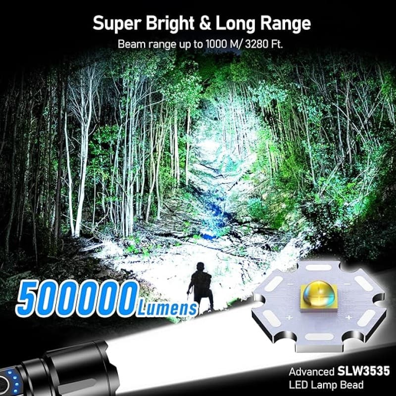 Taschenlampe LED aufladbar 500.000 Lumen extrem Hell zoombare taktische Taschenlampen Stärke mit 5 L – 2